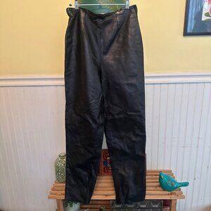 Vakko Womens Black Leather Pants Size 12 Made In USA
